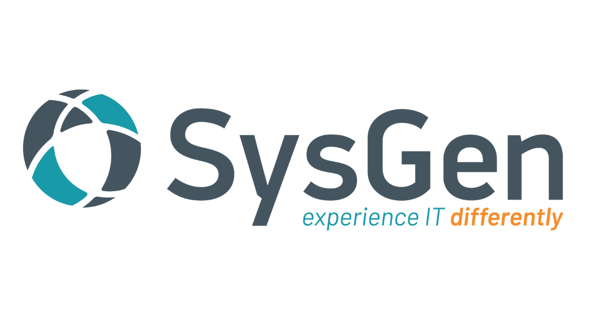 Sys Gen logo. Text reads: SysGen - Experience IT differently